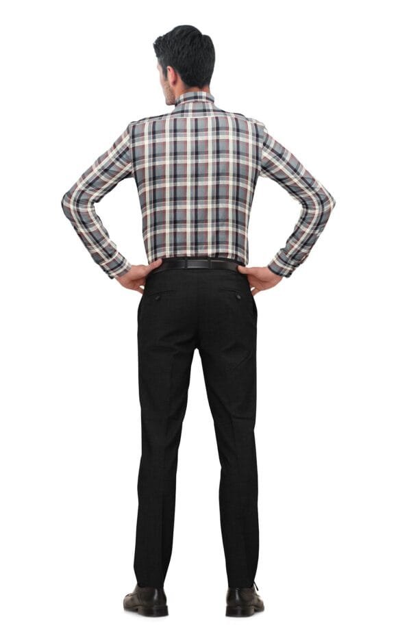 Grey Cotton Checkered Full Sleeves Shirt - Image 3