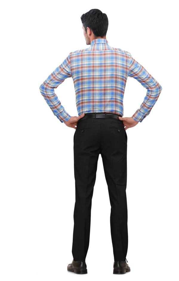 Blue and red Cotton Checkered Full Sleeves Shirt - Image 2