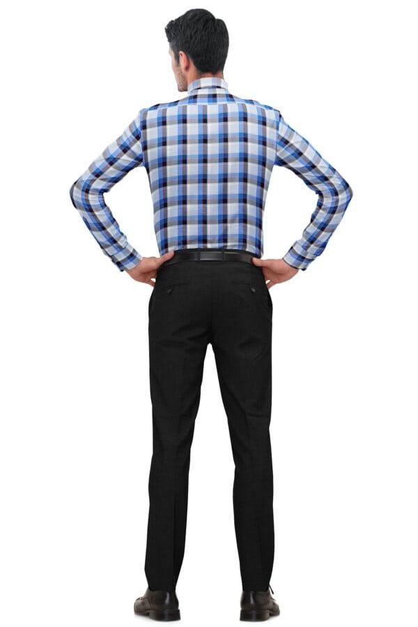 Blue Cotton Checkered Full Sleeves Shirt - Image 2