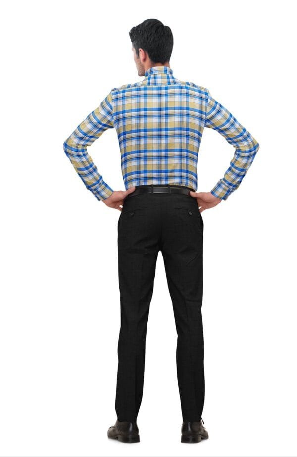 Dark Cream Cotton Checkered Full Sleeves Shirt - Image 3