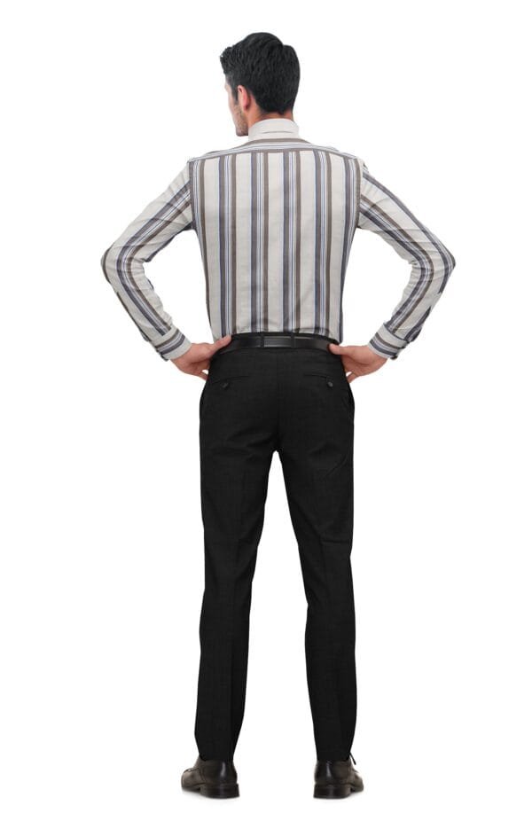 Cream Cotton Striped Full Sleeves Shirt - Image 3