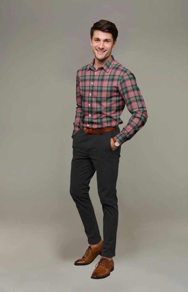 Brown Cotton Checkered Full Sleeves Shirt - Image 4