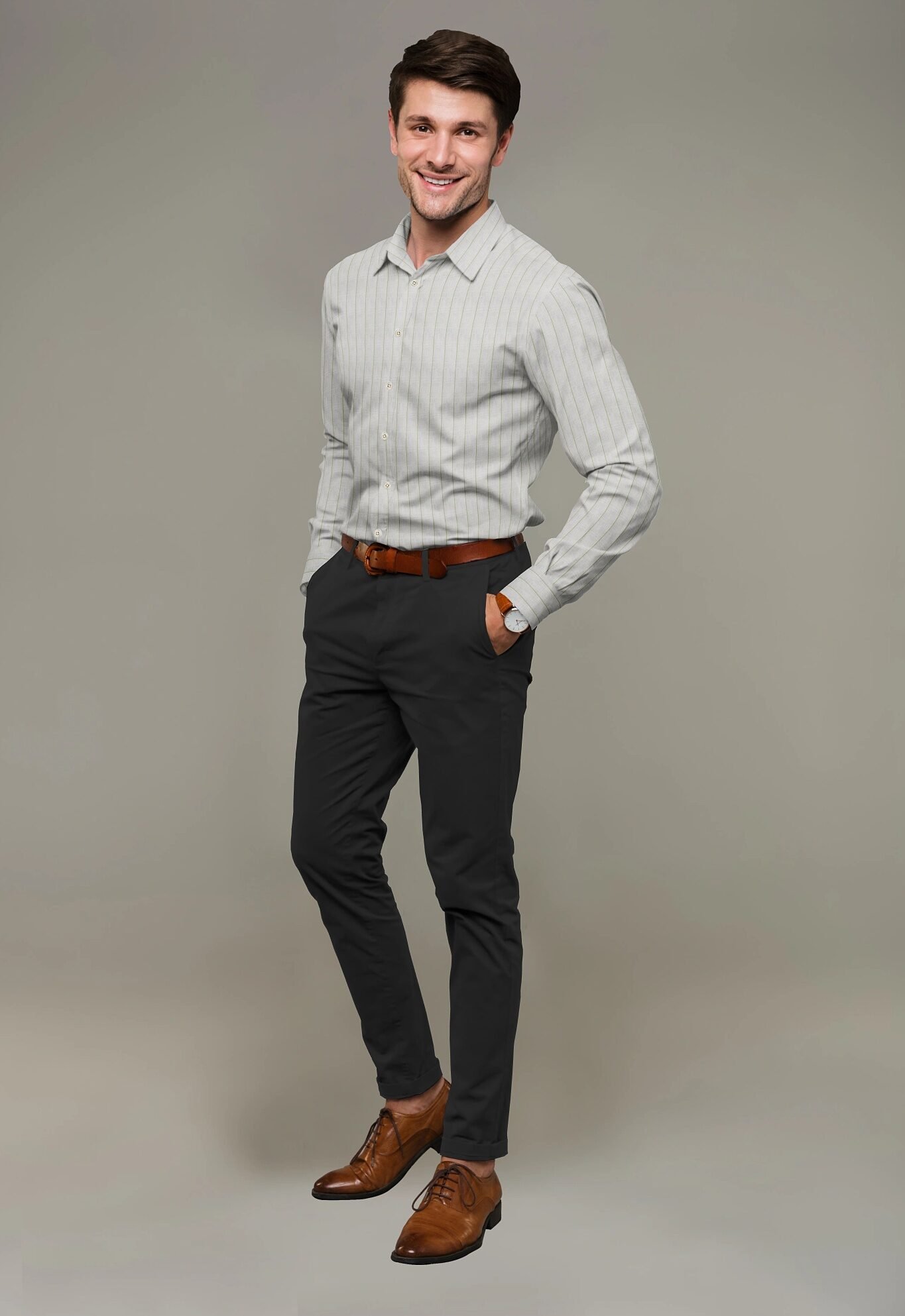 Striped Cotton Linen Full Sleeves Shirt - Image 5