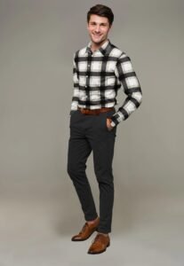 Cotton Checkered Linen Full Sleeves Shirt - Image 5