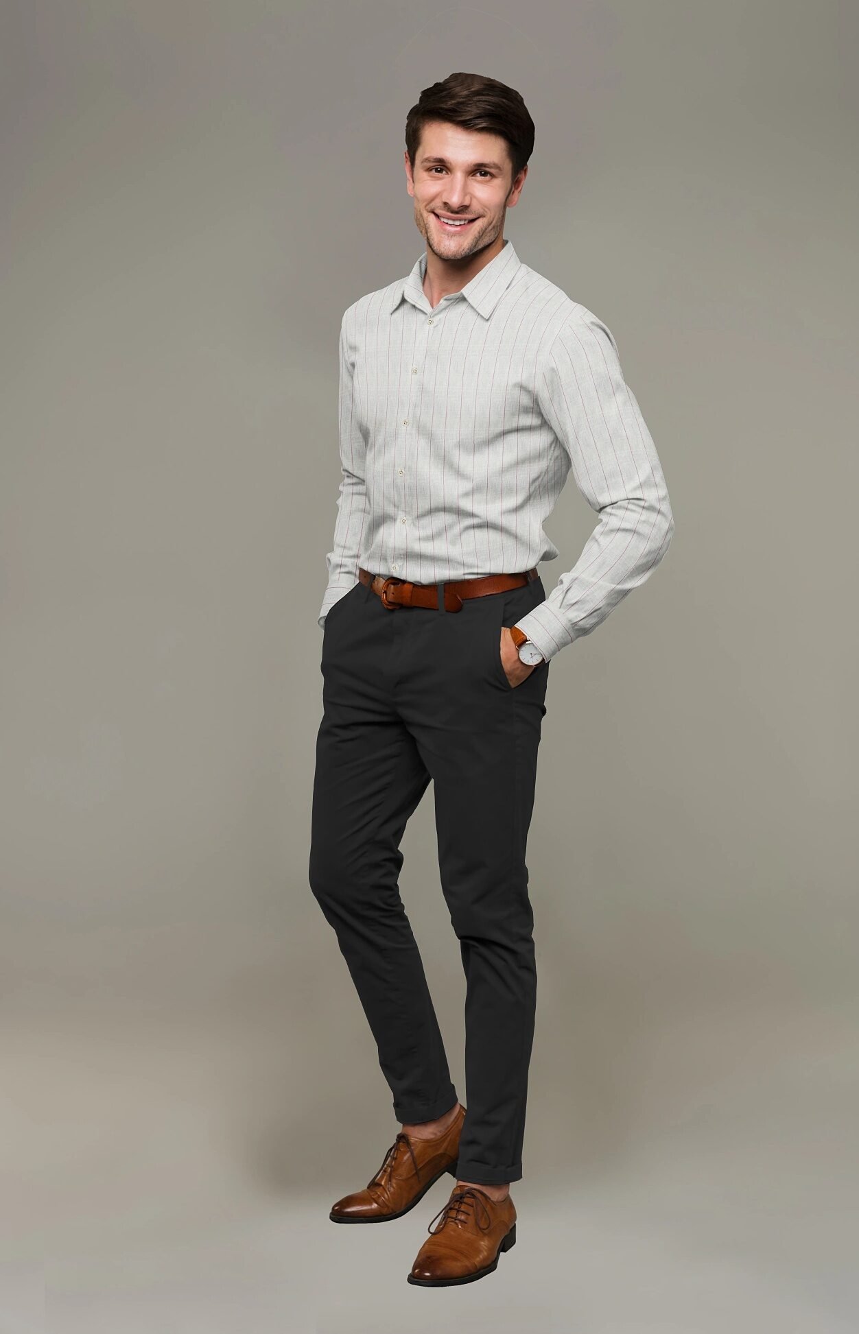 Striped Linen Cotton Full Sleeves Shirt - Image 5