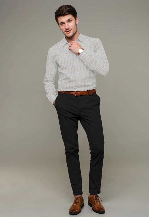 Striped Linen Cotton Full Sleeves Shirt - Image 4