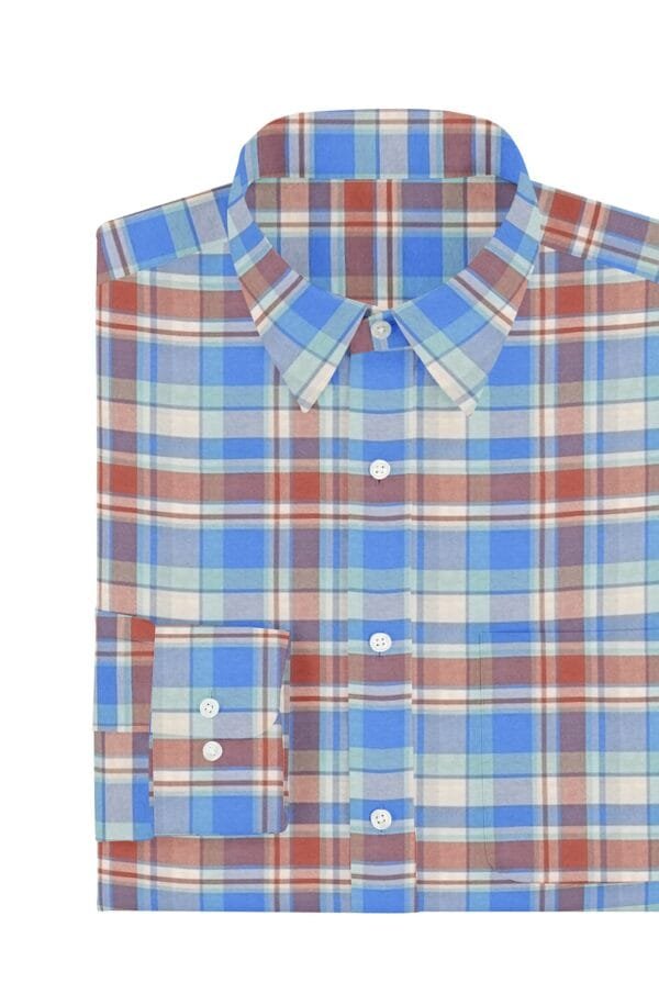 Blue and red Cotton Checkered Full Sleeves Shirt - Image 5