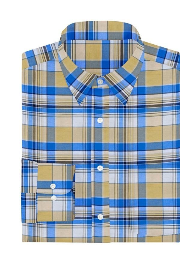 Dark Cream Cotton Checkered Full Sleeves Shirt - Image 2