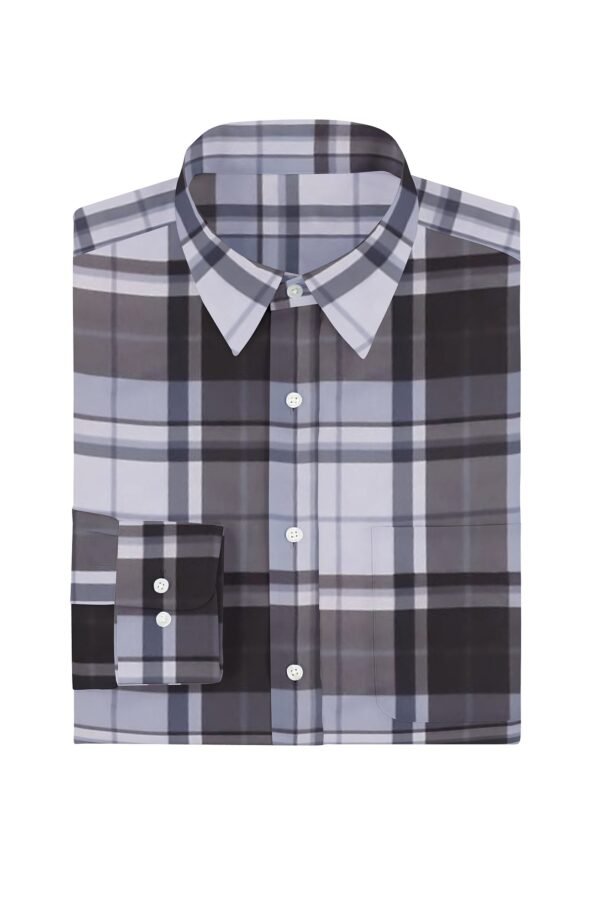 Brown Satin Checkered Full Sleeves Shirt - Image 5