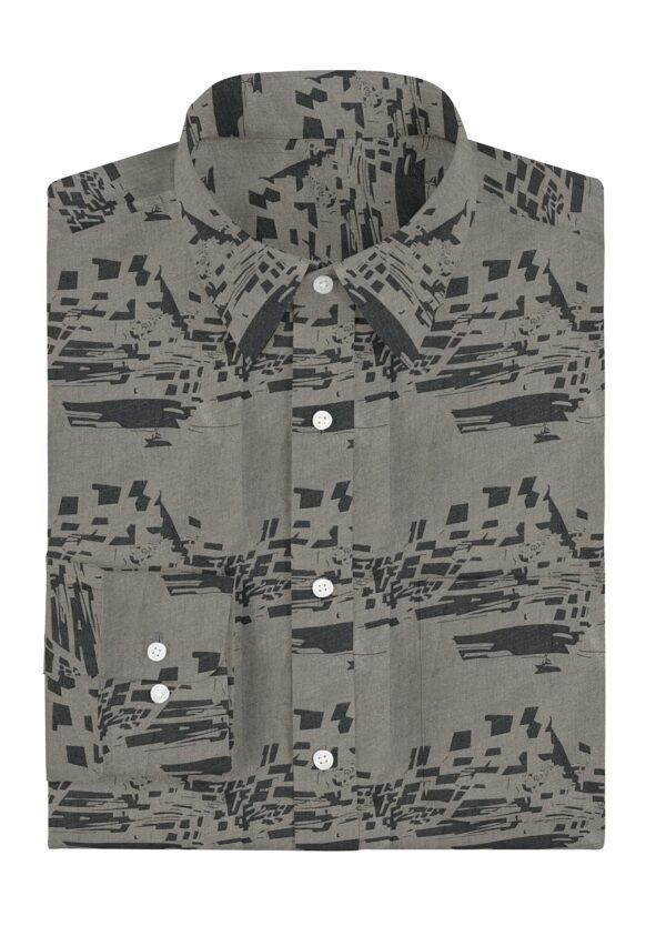 Printed Linen Cotton Full Sleeves Shirt - Image 2