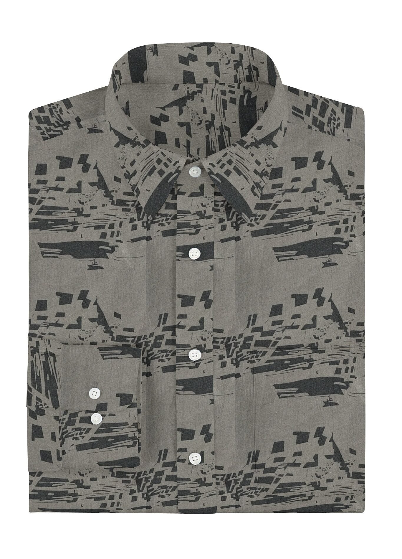 Printed Linen Cotton Full Sleeves Shirt - Image 2
