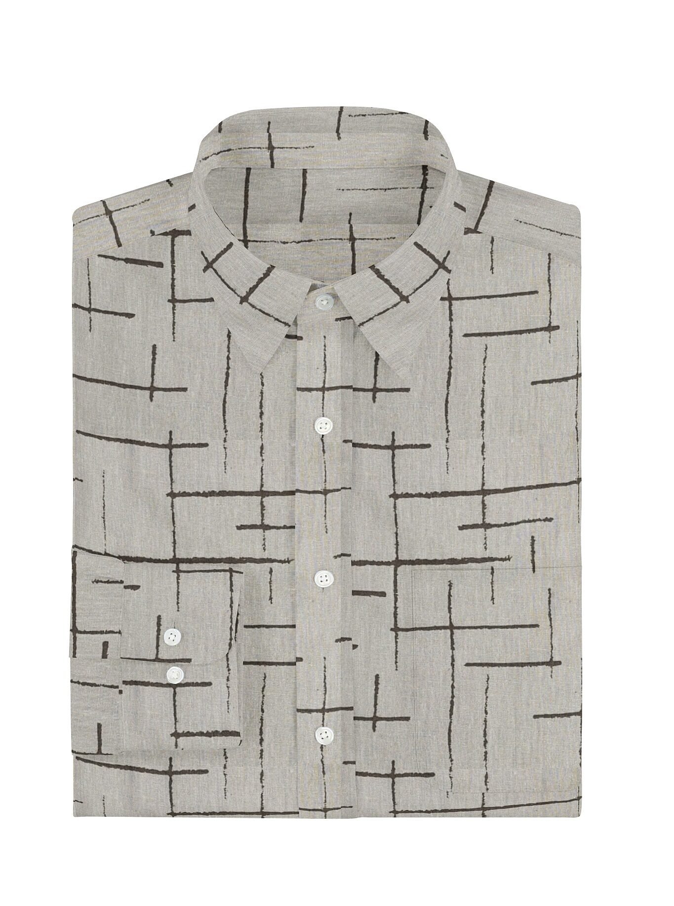 Printed Linen Cotton Full Sleeves Shirt - Image 2