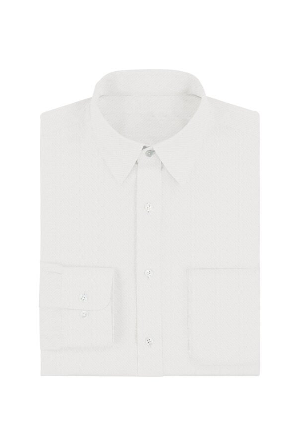 White Plain Cotton Linen Full Sleeves Shirt - Image 2