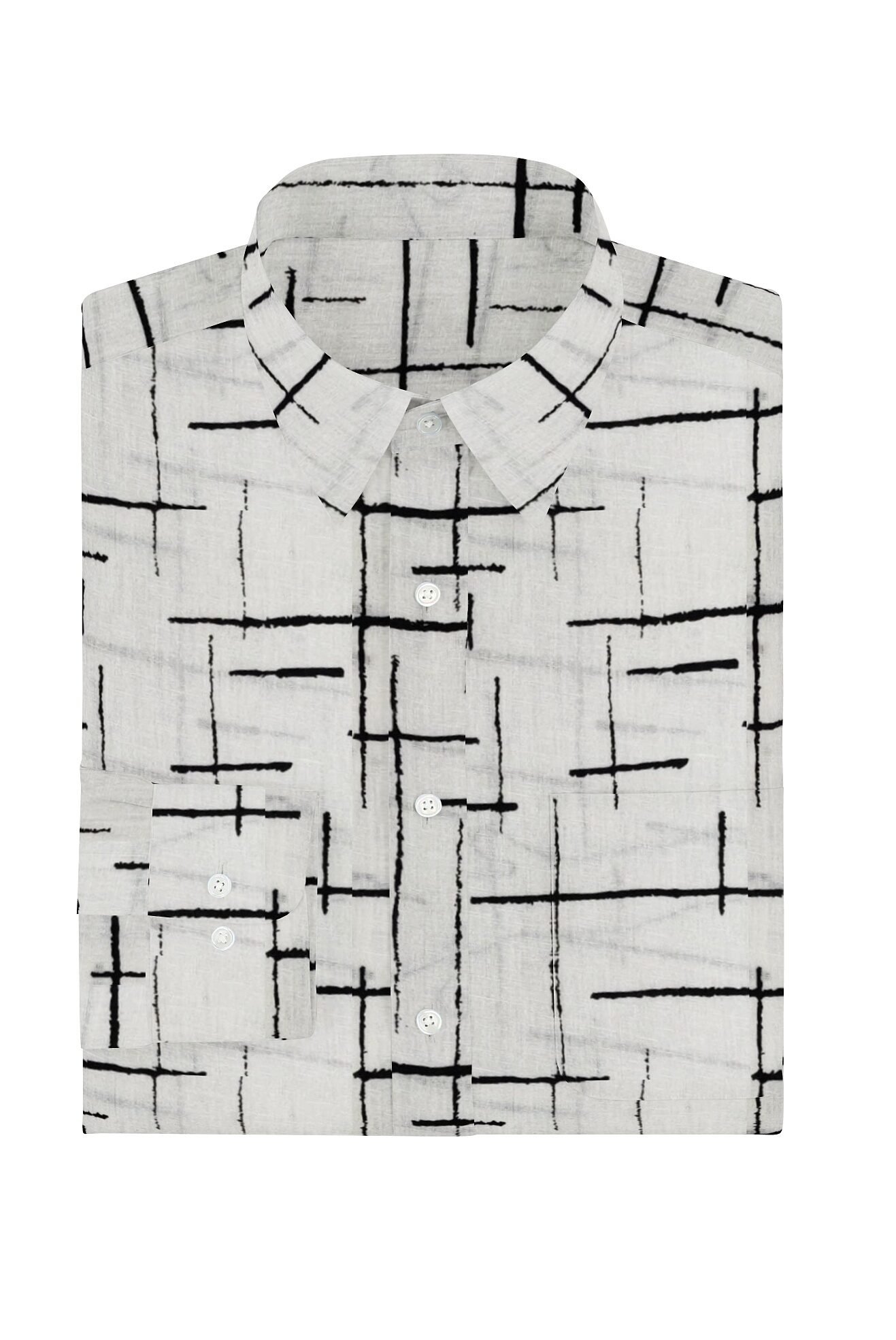 Printed Cotton Linen Full Sleeves Shirt - Image 2