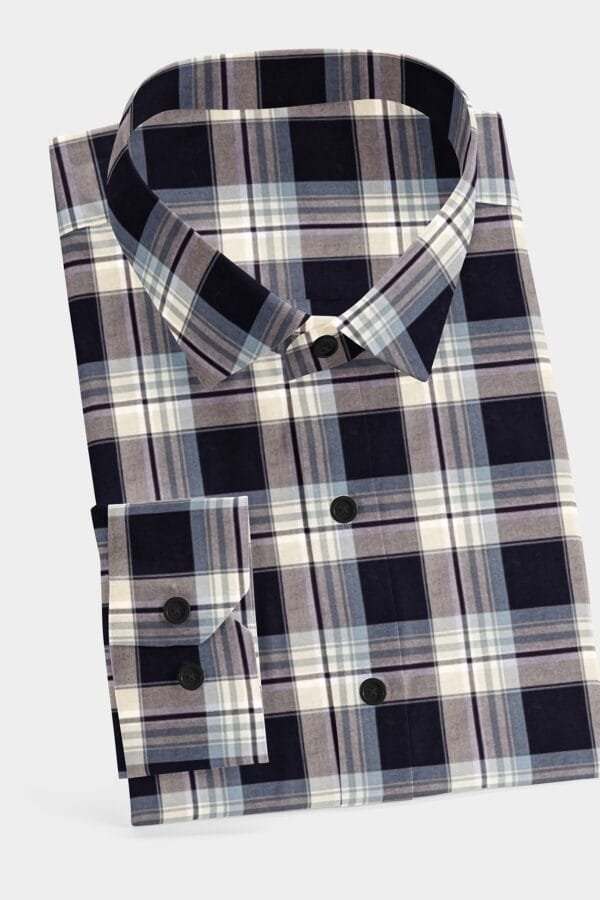 Black Cotton Checkered Full Sleeves Shirt - Image 5