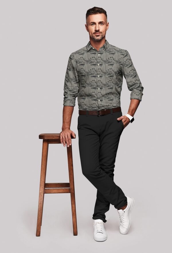 Printed Linen Cotton Full Sleeves Shirt - Image 3