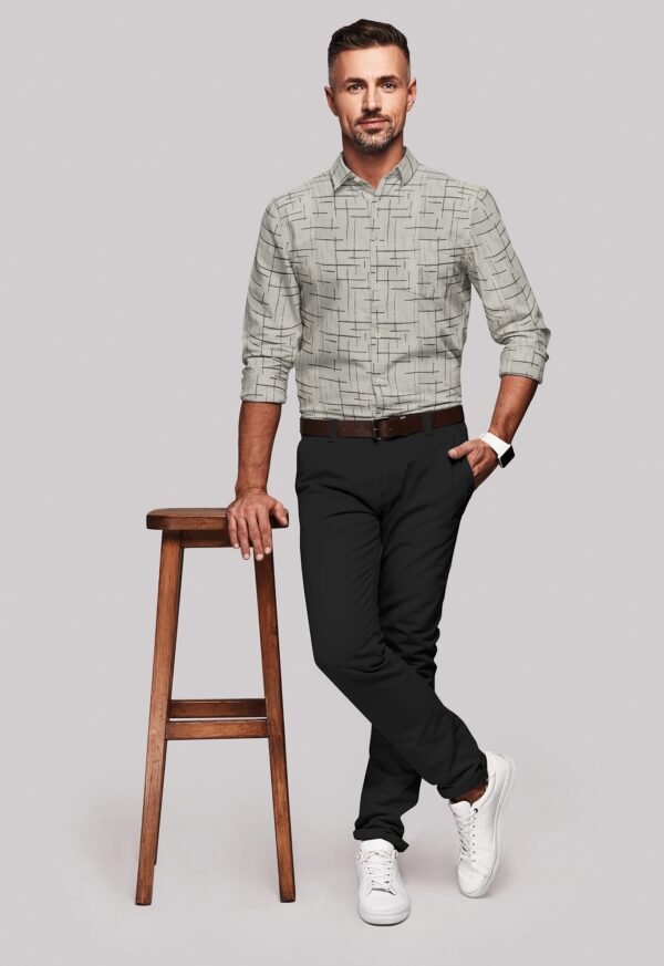 Printed Linen Cotton Full Sleeves Shirt - Image 3