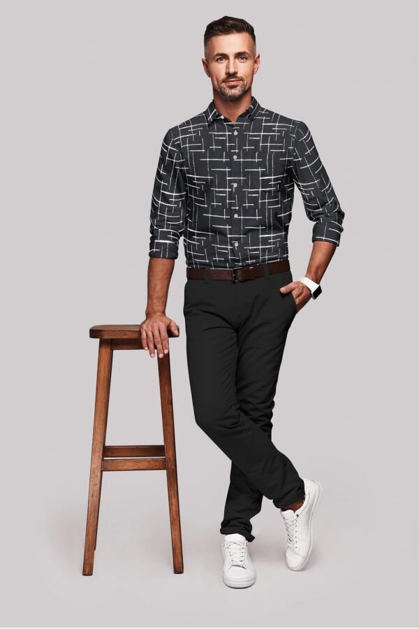 Printed Cotton Linen Full Sleeves Shirt - Image 3