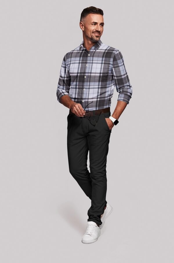 Brown Satin Checkered Full Sleeves Shirt - Image 3