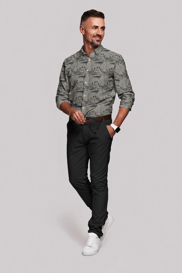 Printed Linen Cotton Full Sleeves Shirt - Image 4