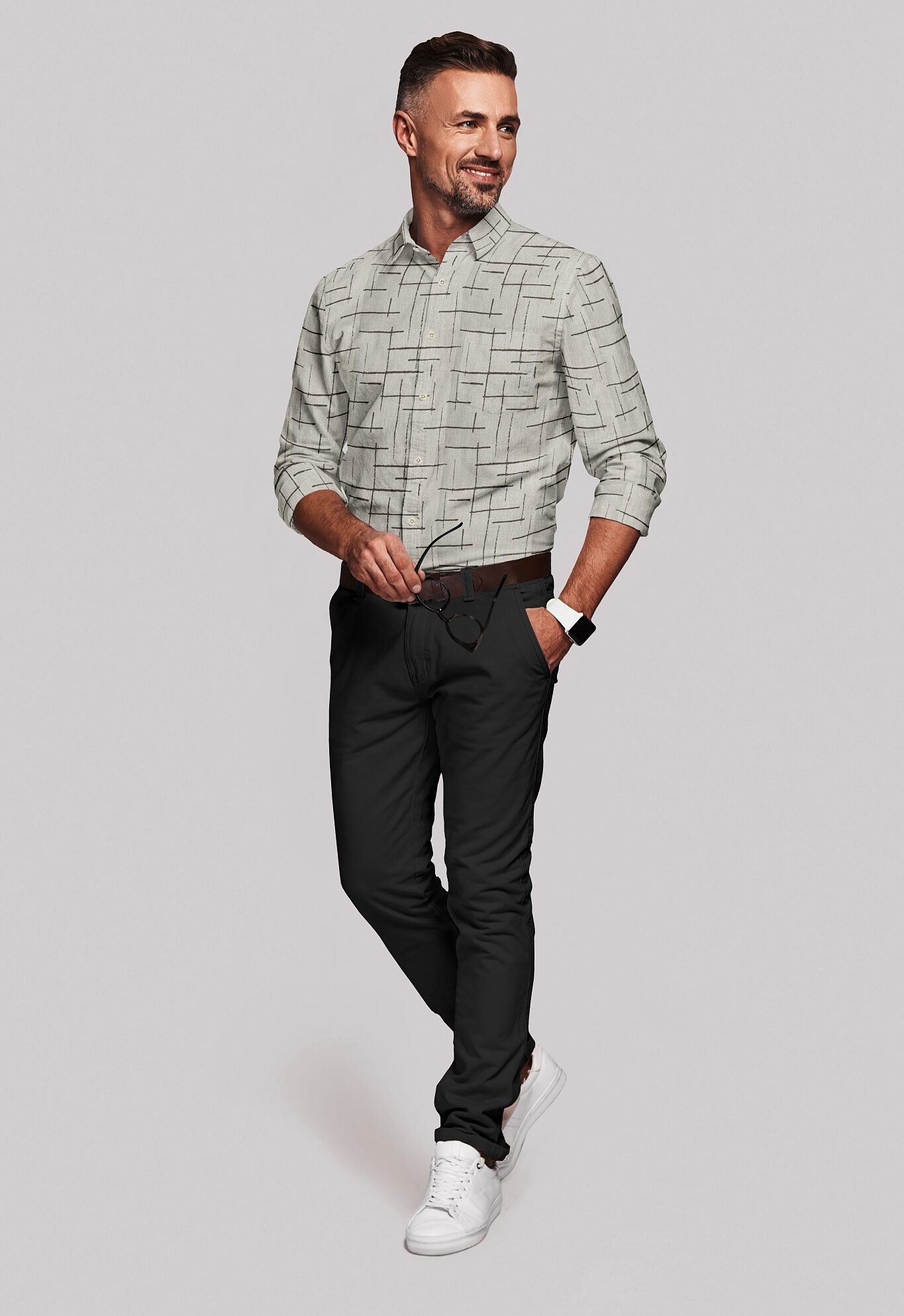 Printed Linen Cotton Full Sleeves Shirt - Image 4