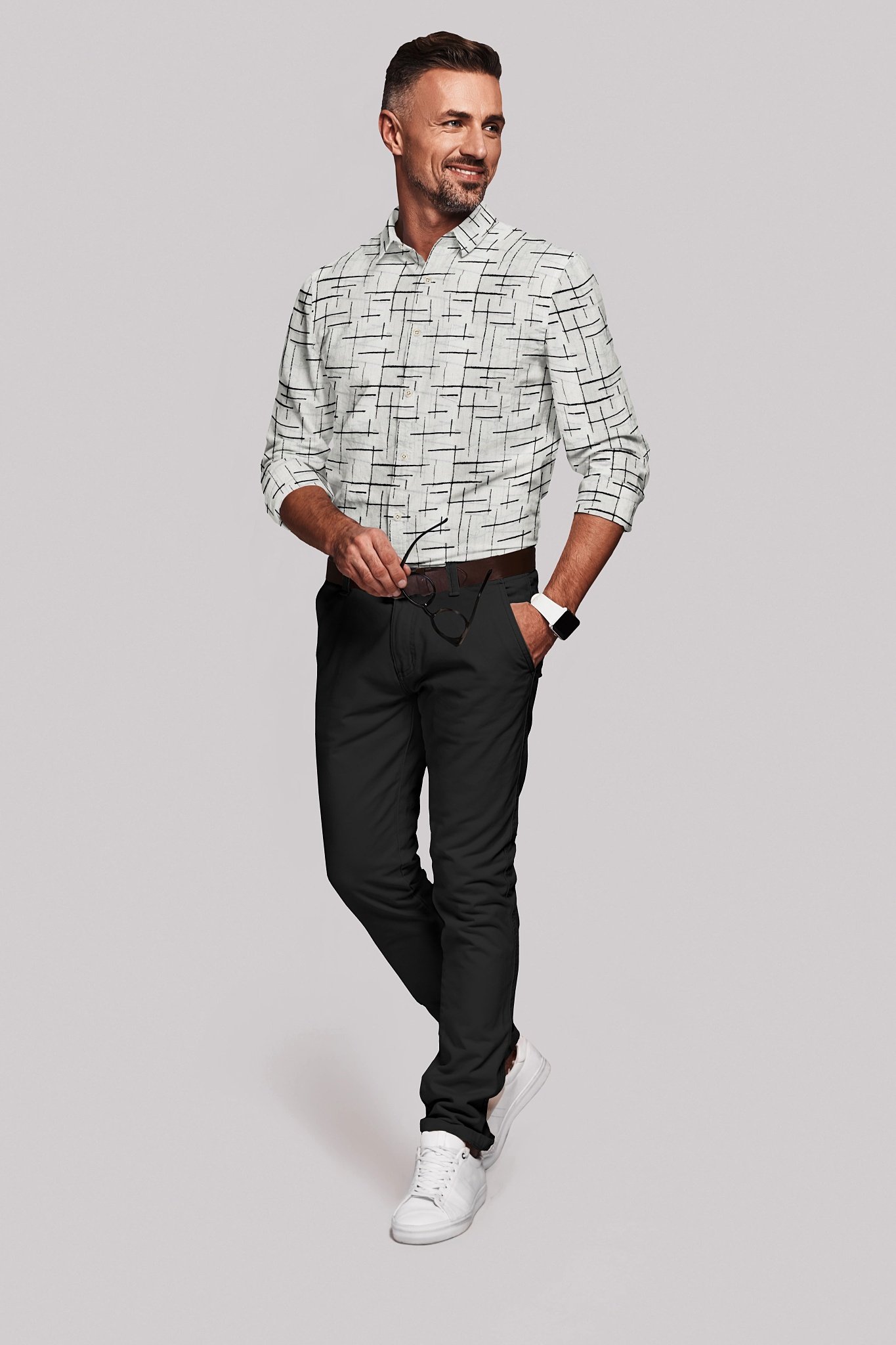 Printed Cotton Linen Full Sleeves Shirt - Image 4