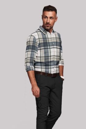 Green Satin Checkered Full Sleeves Shirt
