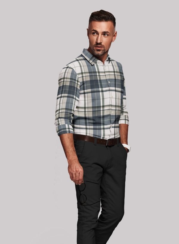 Green Satin Checkered Full Sleeves Shirt