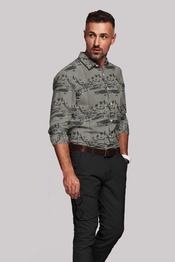 Printed Linen Cotton Full Sleeves Shirt