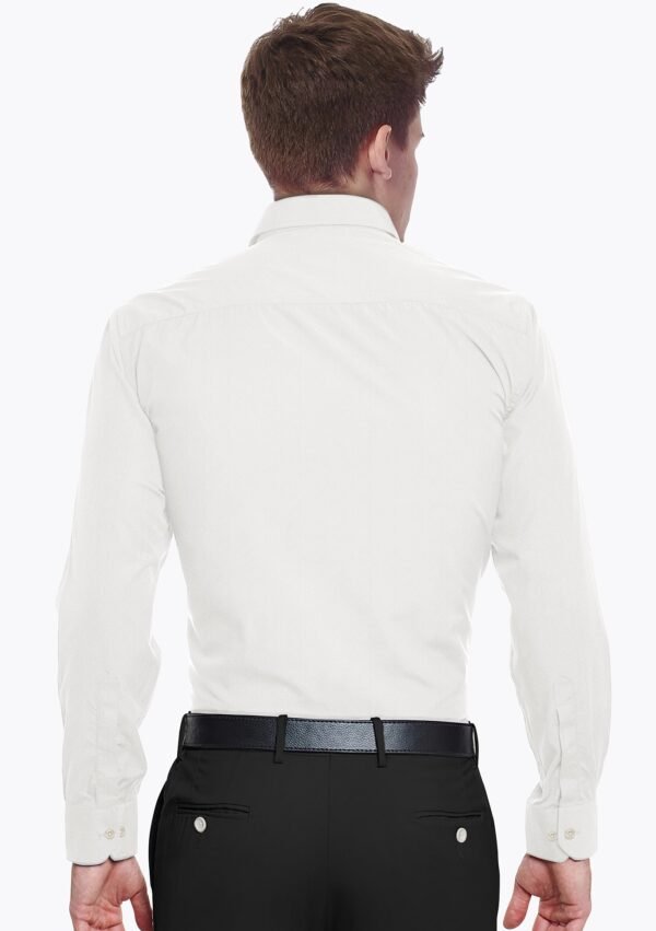White Plain Cotton Linen Full Sleeves Shirt - Image 3
