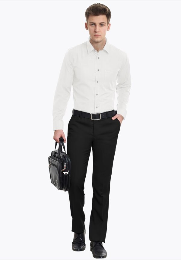White Plain Cotton Linen Full Sleeves Shirt - Image 4