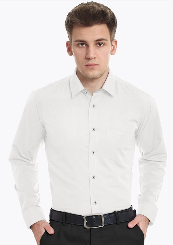 White Plain Cotton Linen Full Sleeves Shirt