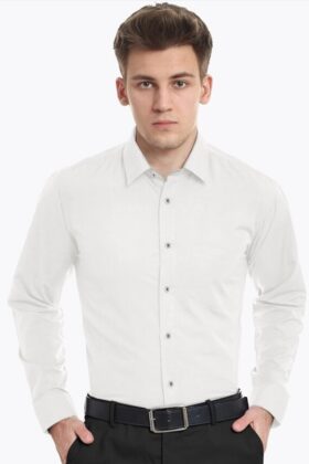 White Plain Cotton Linen Full Sleeves Shirt