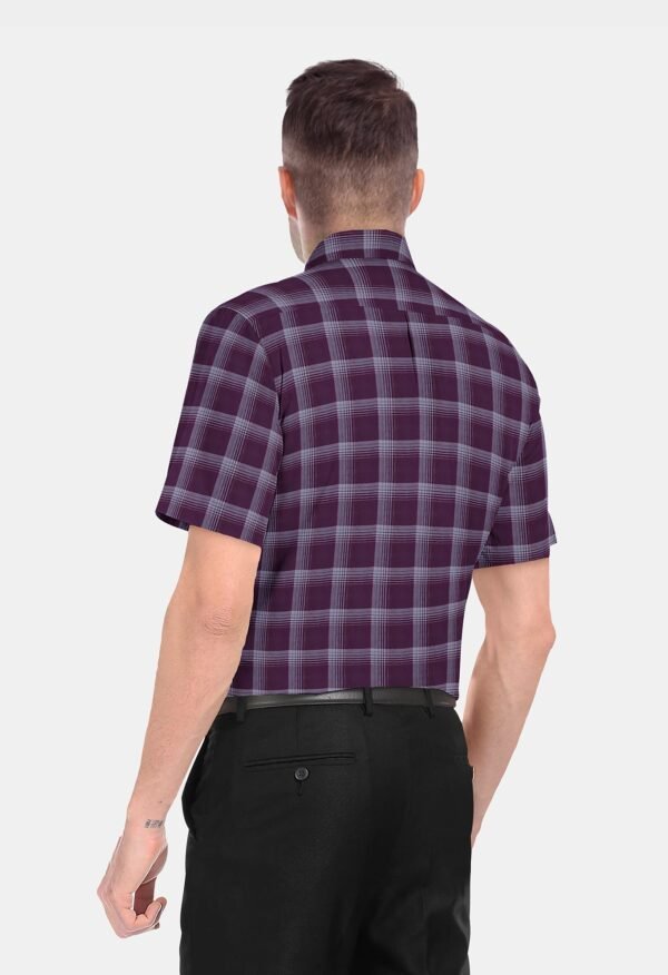 Brown Cotton Checkered Half Sleeves Shirts - Image 2