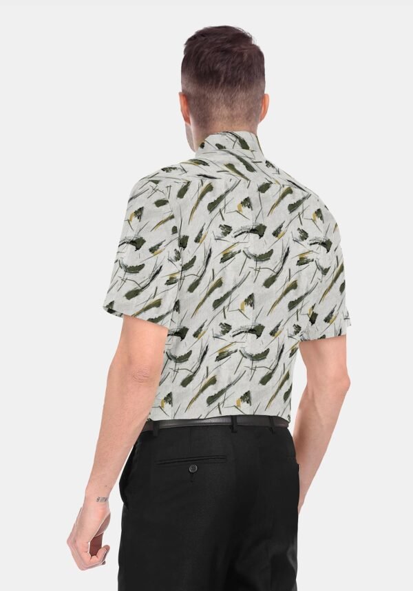 Printed Linen Cotton Half Sleeves Shirt - Image 2