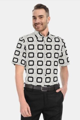 Printed Linen Cotton Half Sleeves Shirt