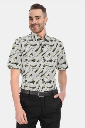 Printed Linen Cotton Half Sleeves Shirt