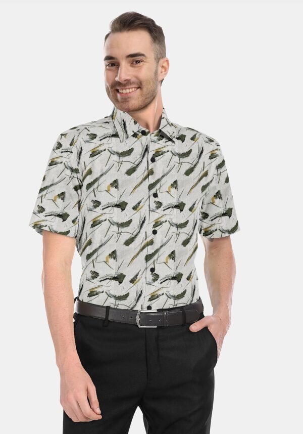 Printed Linen Cotton Half Sleeves Shirt
