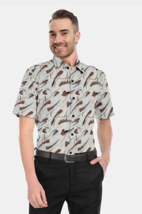 Printed Linen Cotton Half Sleeves Shirt