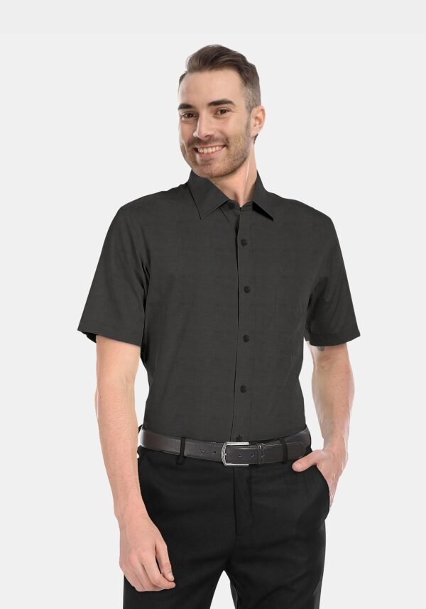 Black Plain Cotton Linen Half Sleeves Shirt