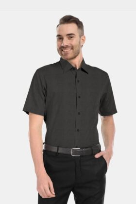 Black Plain Cotton Linen Half Sleeves Shirt