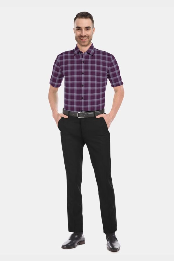 Brown Cotton Checkered Half Sleeves Shirts - Image 3
