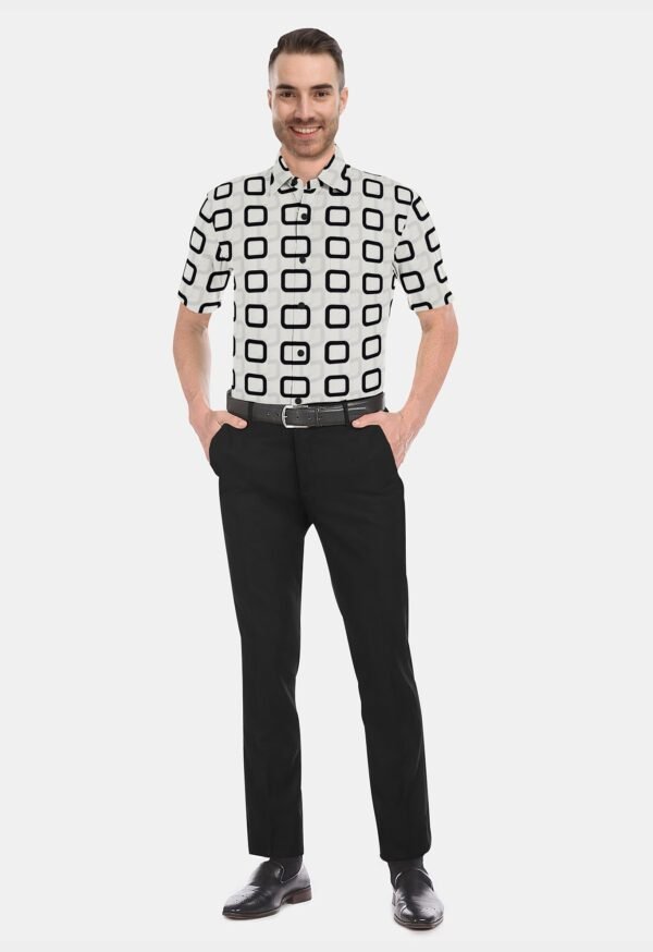 Printed Linen Cotton Half Sleeves Shirt - Image 4