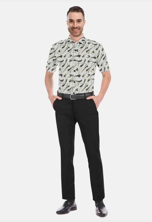 Printed Linen Cotton Half Sleeves Shirt - Image 3