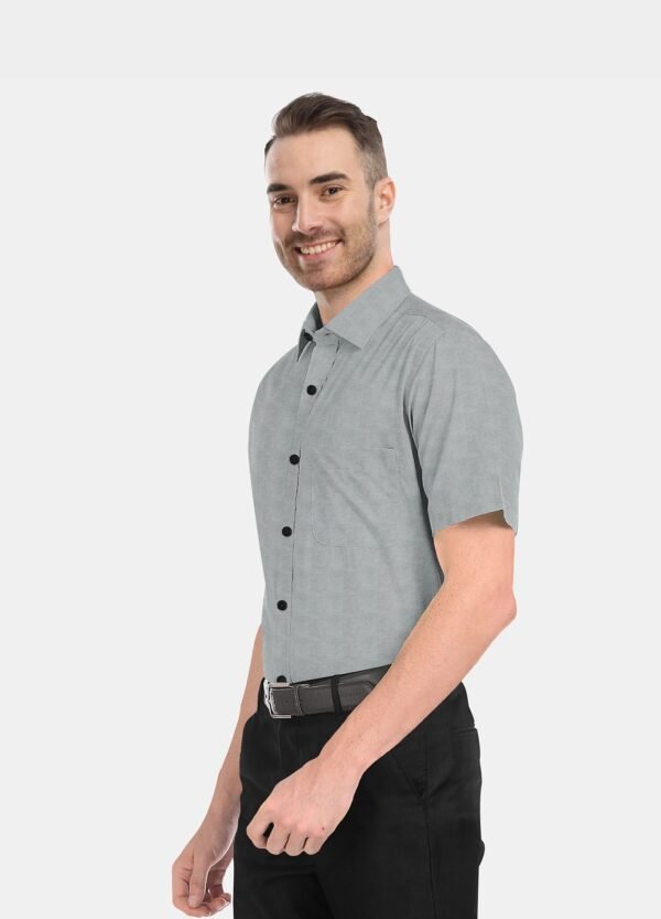Printed Linen Cotton Half Sleeves Shirt - Image 4