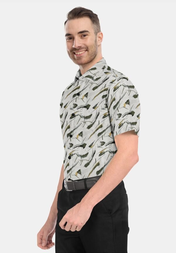 Printed Linen Cotton Half Sleeves Shirt - Image 4