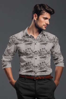 Printed Linen Cotton Full Sleeves Shirt