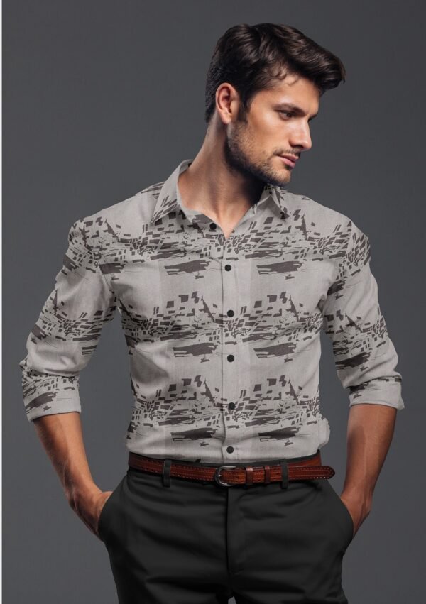 Printed Cotton Linen Full Sleeves Shirt