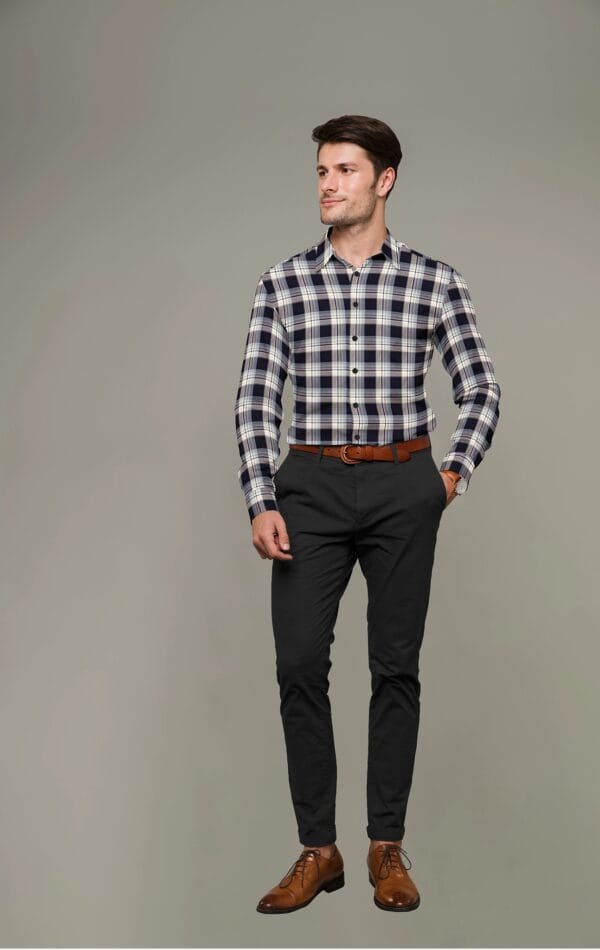 Black Cotton Checkered Full Sleeves Shirt - Image 3