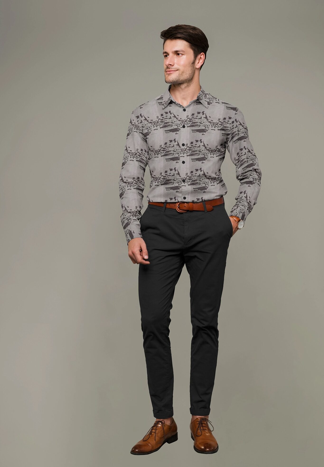 Printed Cotton Linen Full Sleeves Shirt - Image 2